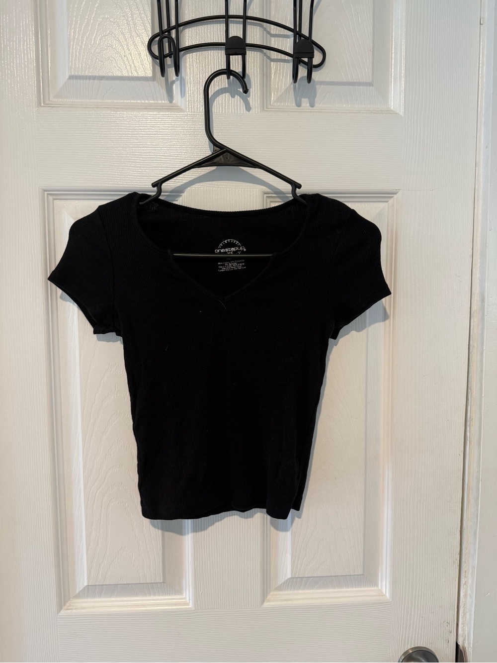 Black Short Sleeve V-Neck Tee